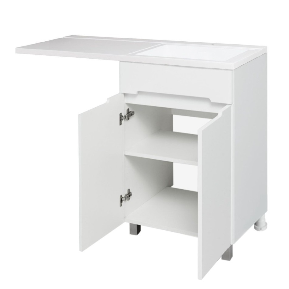 Тумба напольная Runo Парма 60 с раковиной Гамма 120 лайт левое крыло + кронштейн