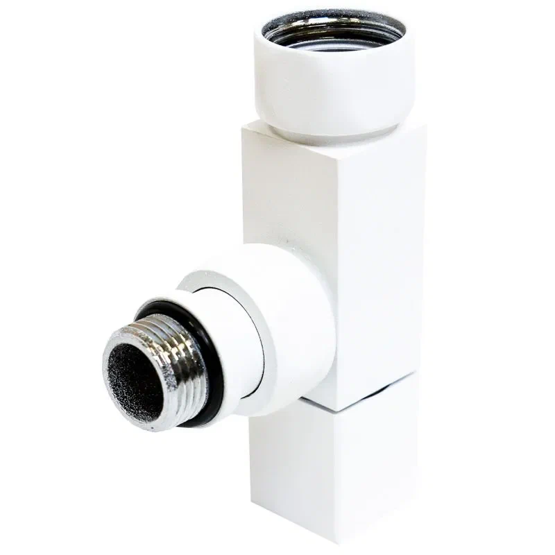 Кран для полотенцесушителя / вентиль угловой Energy, 1/2'' - 3/4'', цвет белый матовый, ручка квадрат - 2 шт.