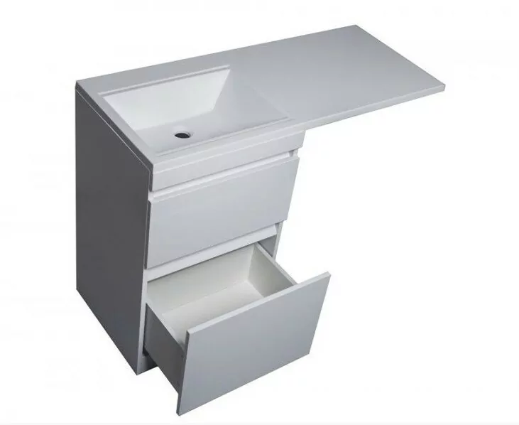 Тумба напольная Style Line Даллас 115 Люкс Plus ПВХ с раковиной Даллас 115 под стиральную машину, левая, белая