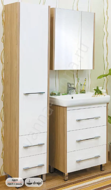 Мебель для ванной Sanflor Ларго 70 комплект, напольный, белый/вяз швейцарский