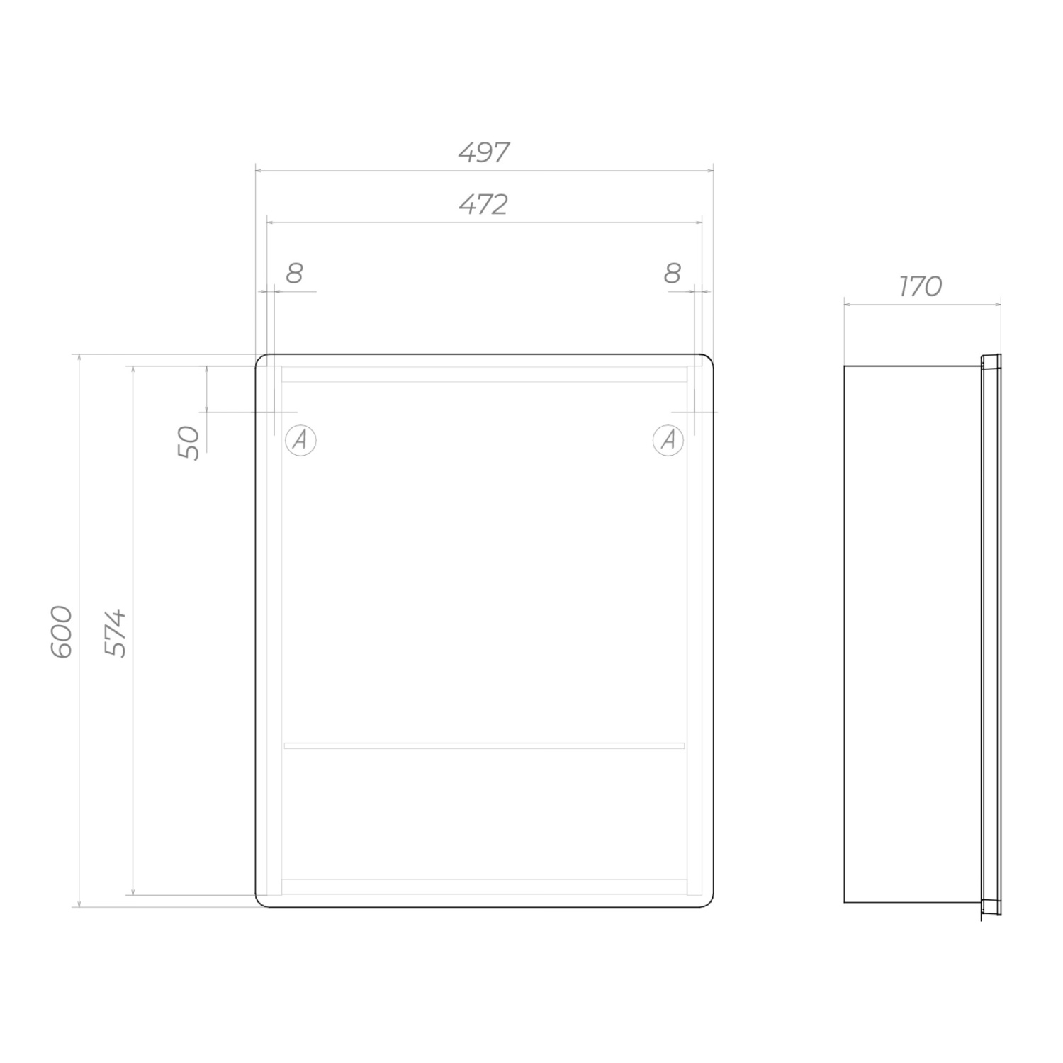 Зеркало Vigo Geometry Comfort 500 свет, сенсор, антизапотевание