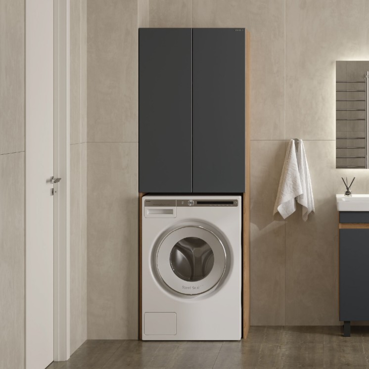 Шкаф Onika Милтон 67 напольный, для стиральной машины, серый/дуб сонома (разборный)