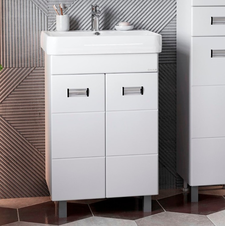 Тумба Onika Балтика-Квадро 55 с раковиной Адриана 55, напольная, белая