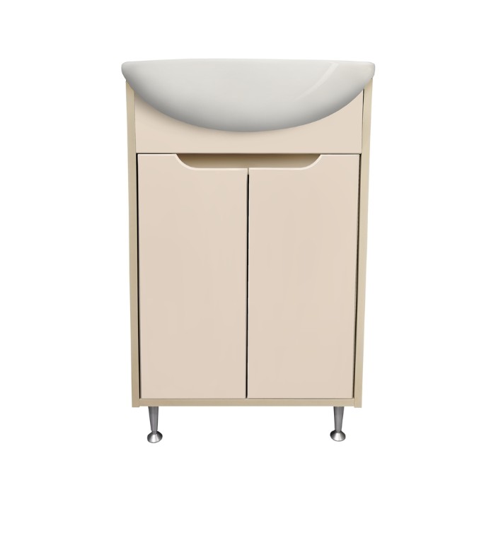 Тумба напольная Runo Эконова с раковиной Уют 50, 2 двери, какао-бежевый