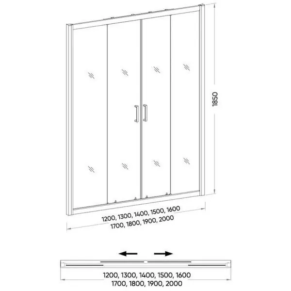 Душевая дверь Veconi VN45-190-02 Pear в нишу, раздвижная, матовое стекло, хром