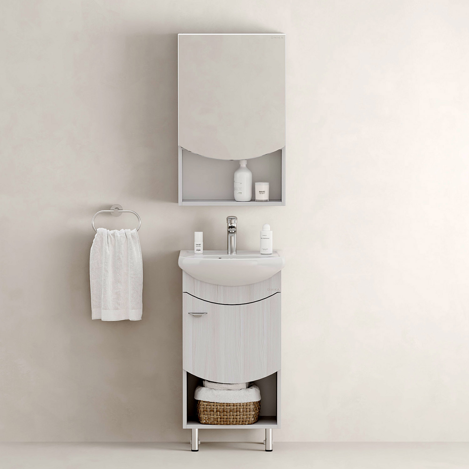 Тумба напольная Onika Селена 45.01 с раковиной Азов 45, бодега светлый