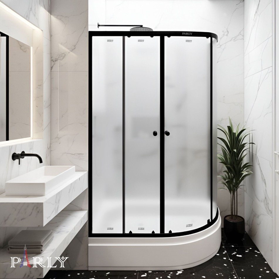 Душевой уголок PARLY ZFM1201B L 120х80х195 асимметричная, с поддоном, прозрачное стекло, черный