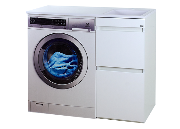 Тумба с раковиной Misty Фостер 40 с 2 ящиками, под стиральную машину, с раковиной Misty Гавана 100 L, белый