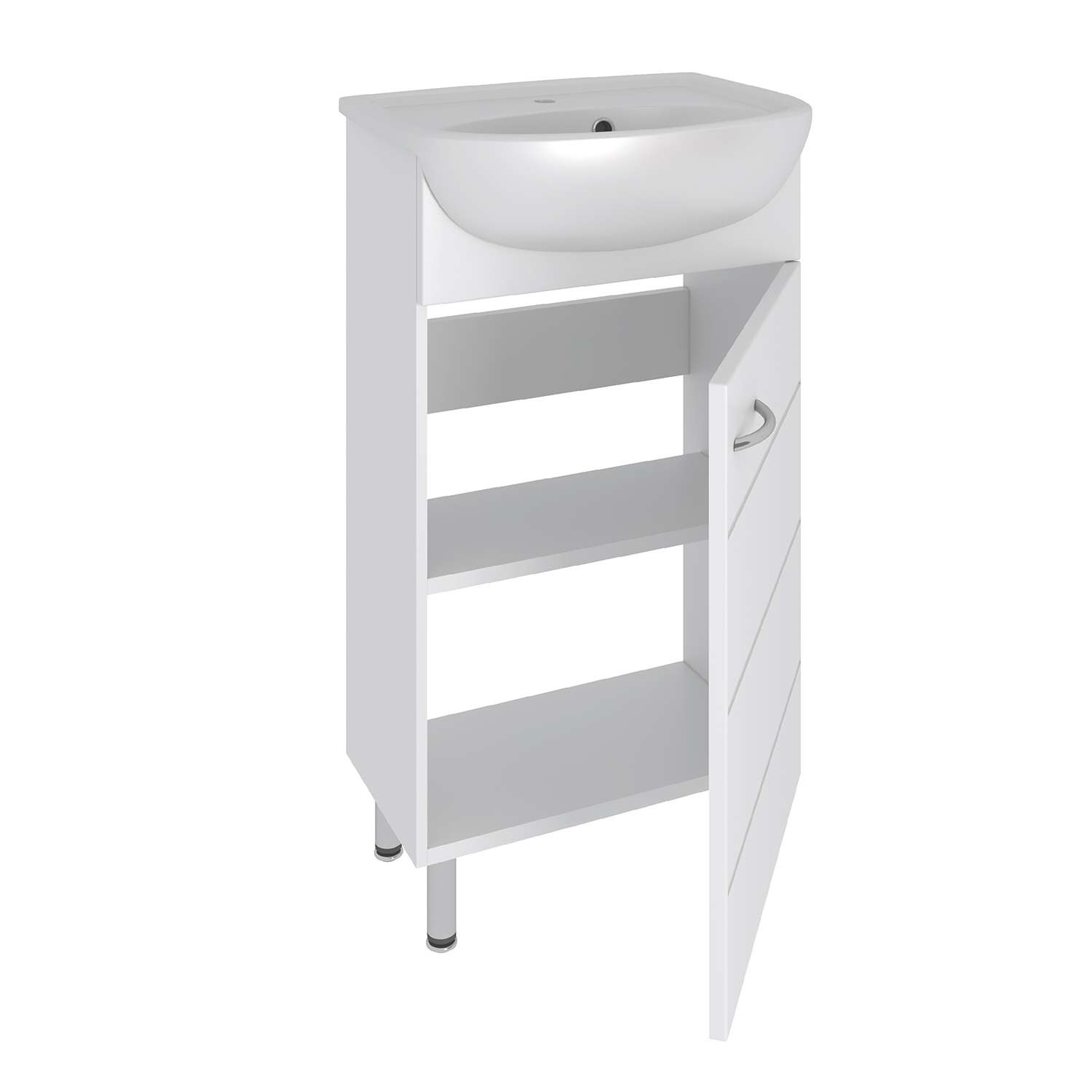 Тумба напольная Runo Кипарис 45 с раковиной Уют 45, белый