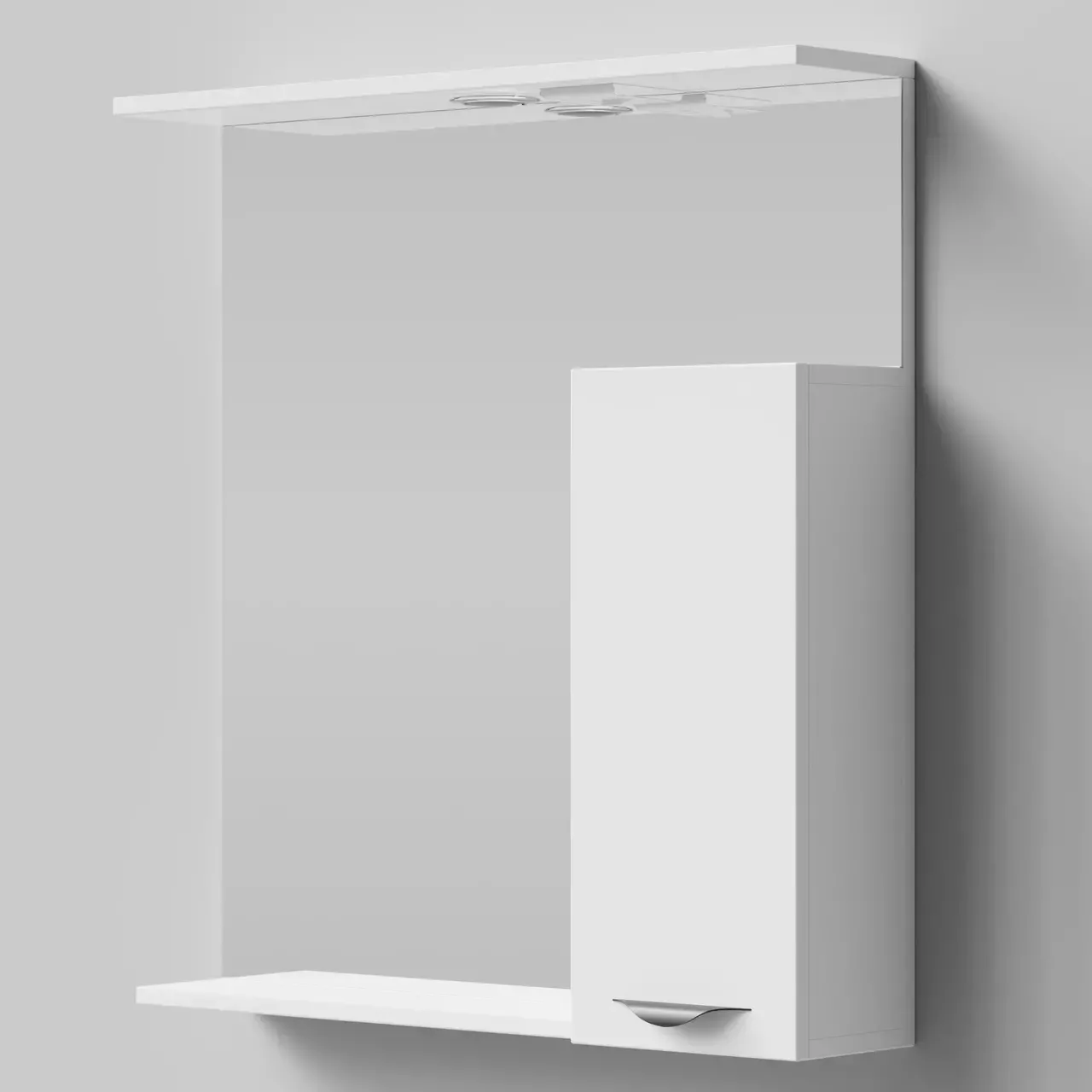 Зеркало-шкаф Vod-ok Марко 75 R, свет, белый + 13 цветов, ручка хром или черный