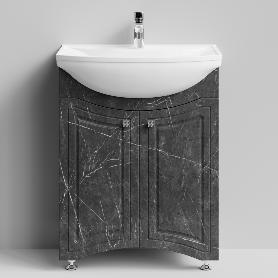 Тумба с раковиной Адам 65 напольная, Мрамор Графит софт тач