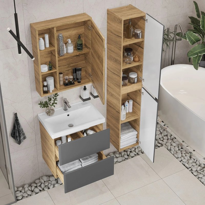 Пенал подвесной SanStar Graffa Дуб вотан, графит софт