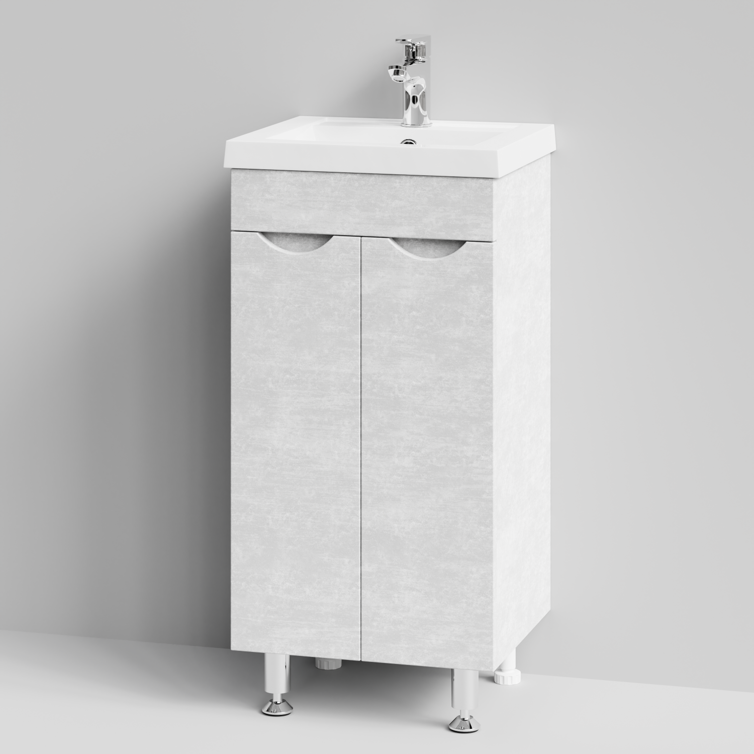 Тумба с раковиной Vod-ok Смайл 40 напольная, Белый камень