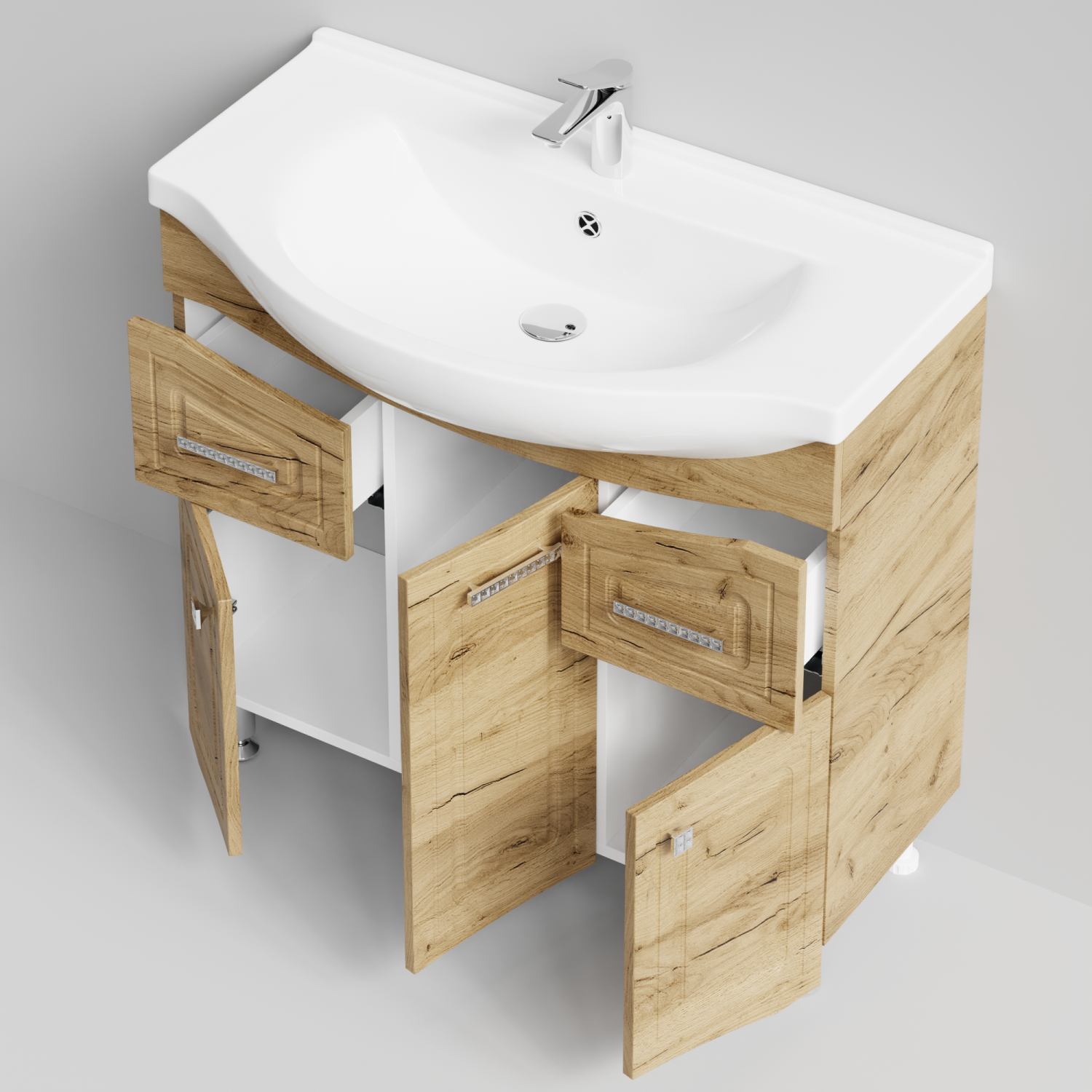Тумба с раковиной Адам 90 напольная, Дуб Тортуга, петли справа