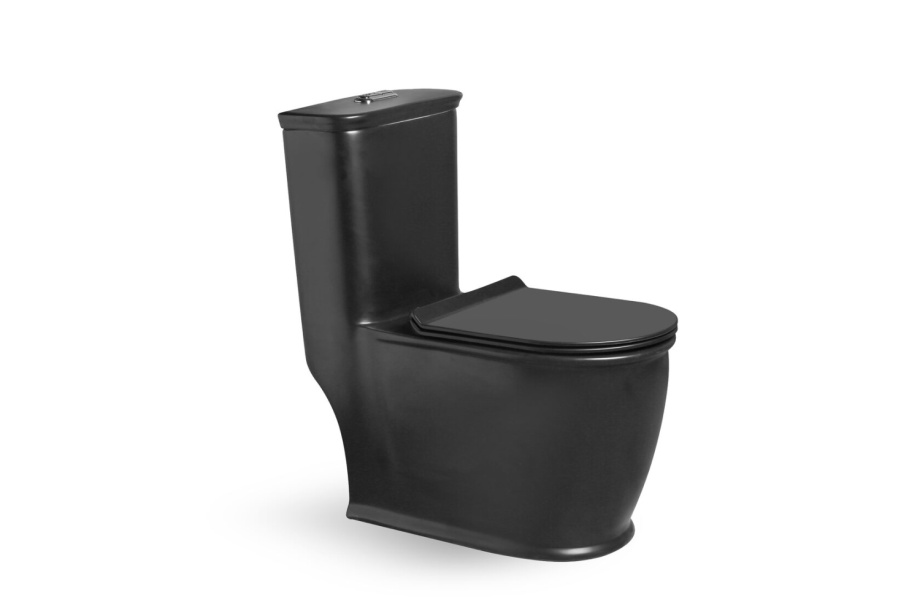 Унитаз SantiLine SL-5019MB напольный, безободковый, моноблок, черный матовый