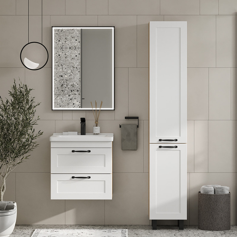 Пенал EQUIL Lago 35 напольный белый/дерево, L/R