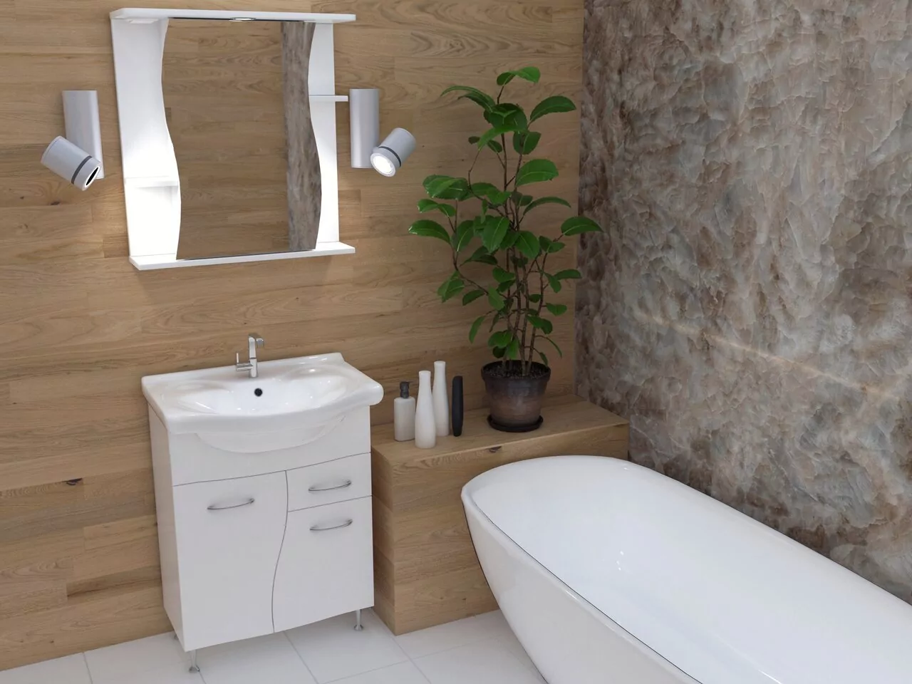 Зеркало-шкаф Stella Polar Волна Верея 55 R свет, белый