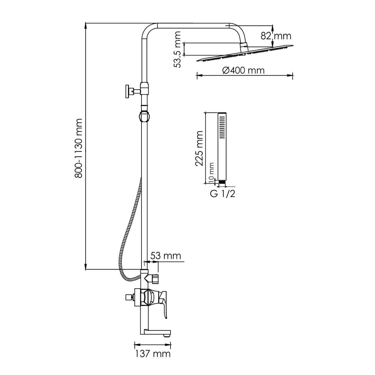 Душевая стойка WasserKraft A166.117.137.010.CH хром