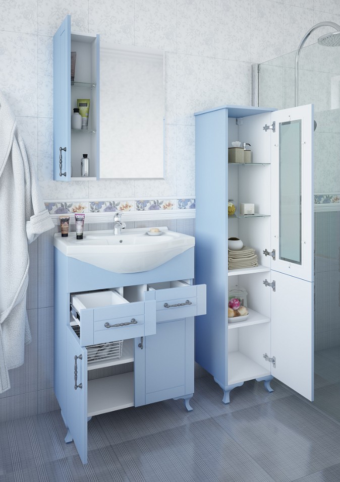 Зеркало с шкафчиком Sanflor Глория 65 L серый