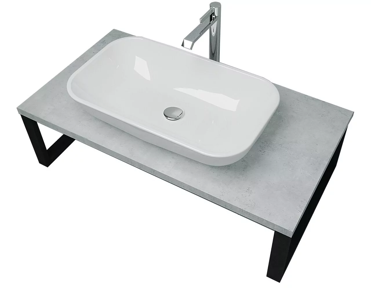 Столешница под накладную раковину 1Marka Grunge loft 90 на кронштейнах, бетон светлый