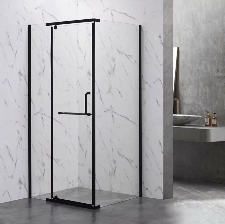 Душевой уголок Veconi RV-18B-80-01-C6 80x80 квадратный, без поддона, прозрачное стекло, черный матовый