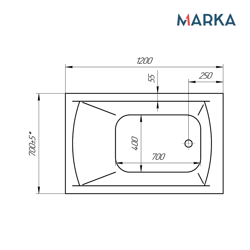 Ванна 1Marka MODERN 120*70 Комплект Премиум