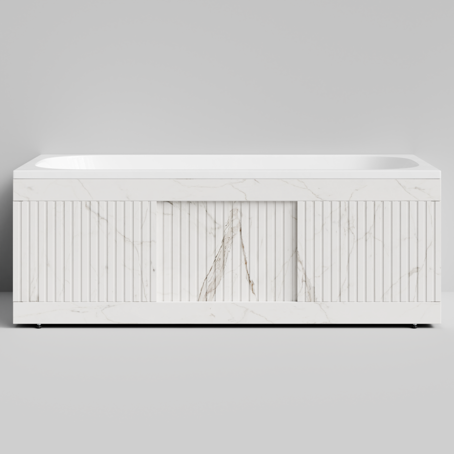 Экран под ванну Vod-ok Тач 150 раздвижной Мрамор Белый натур милк