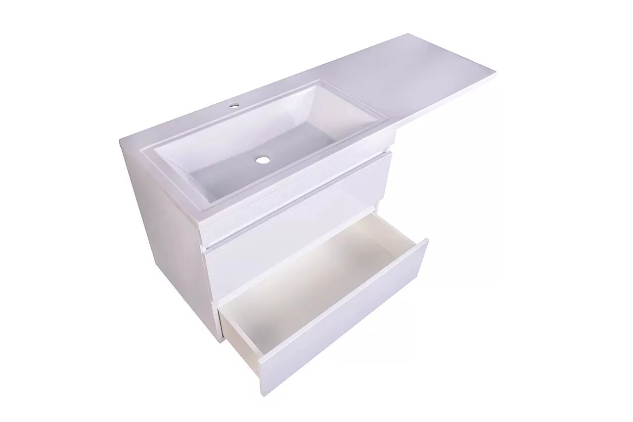 Тумба подвесная Style Line Даллас 140 Люкс Plus ПВХ с раковиной Даллас 140 под стиральную машину, два ящика, левая, белая от магазина Vanna-Vanna.ru!