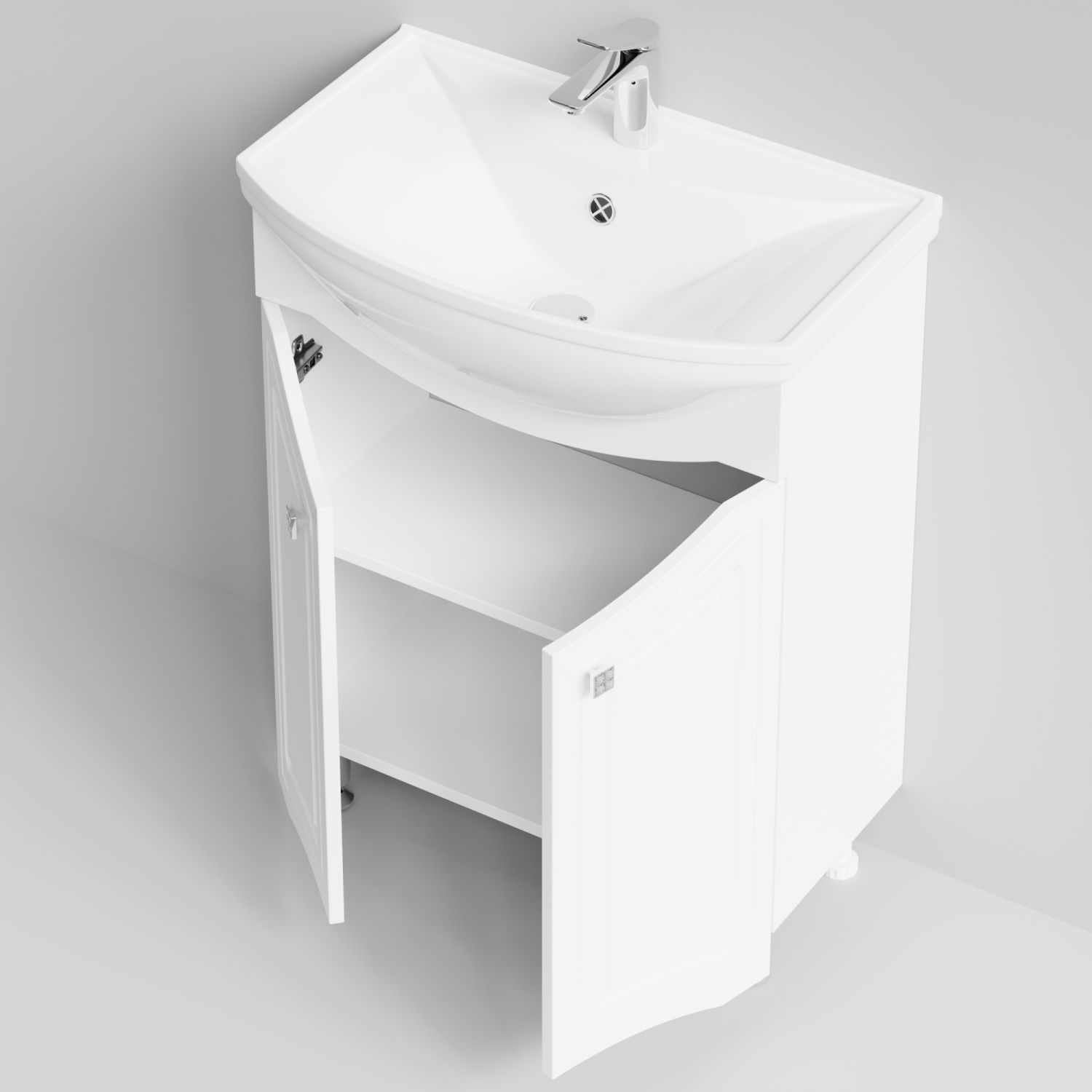 Тумба с раковиной Адам 65 напольная, белый глянец