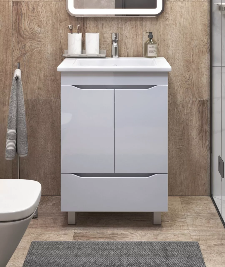 Тумба напольная Vigo Grani 75 с раковиной Оскар 75, 1 ящик, белый