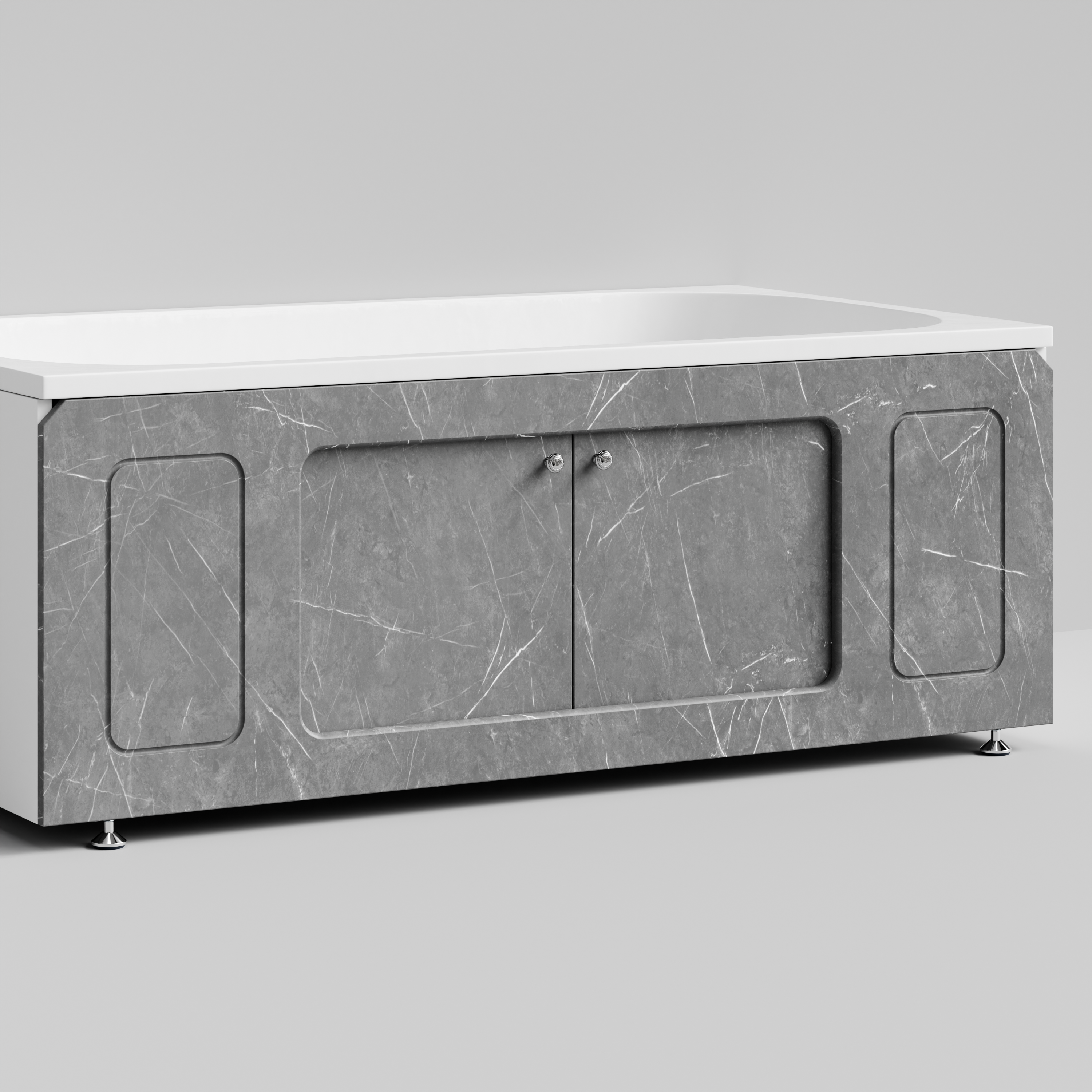 Экран под ванну Vod-ok Лидер 150 раздвижной Мрамор Серый софт тач