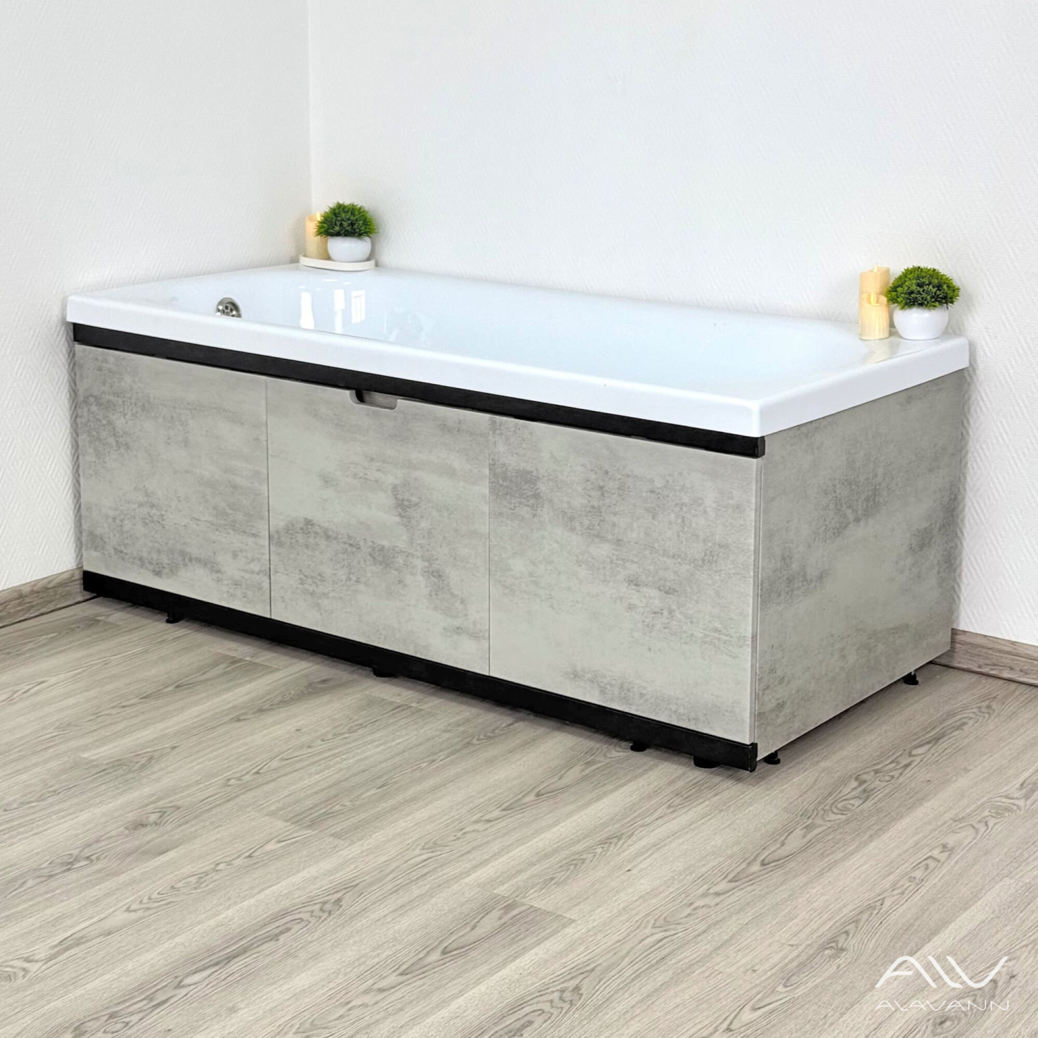 Экран под ванну Alavann Rita Black AL 170 раздвижной со съемной дверкой серый бетон