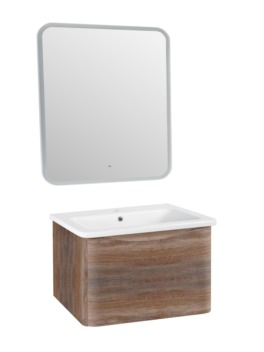 Тумба подвесная Runo Тоскана 80 с раковиной Никсон 80, темное дерево