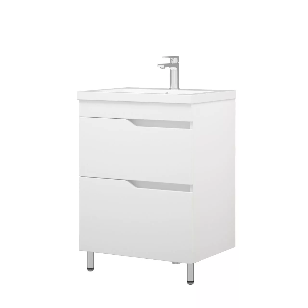 Тумба напольная Corozo Теона 60 Z2 с раковиной Сомо 60, белый от магазина Vanna-Vanna.ru!