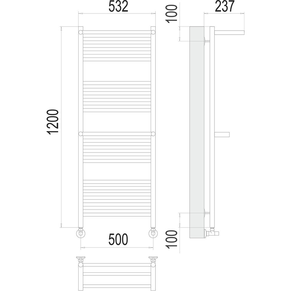 Полотенцесушитель водяной с 2 полками Terminus Аврора П22 50х120