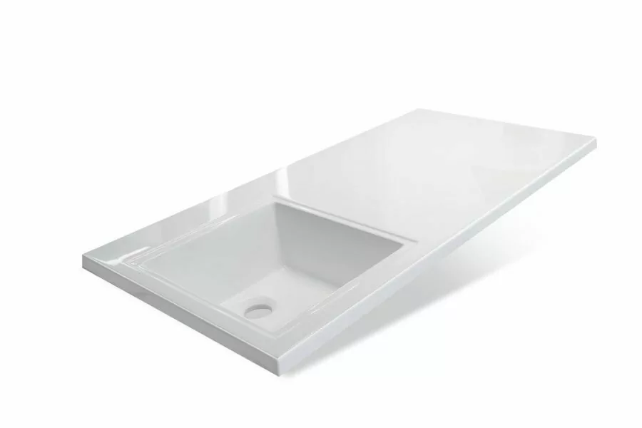 Тумба напольная Style Line Даллас 100 Люкс Plus ПВХ с раковиной Даллас 100 под стиральную машину, два ящика, левая, белая