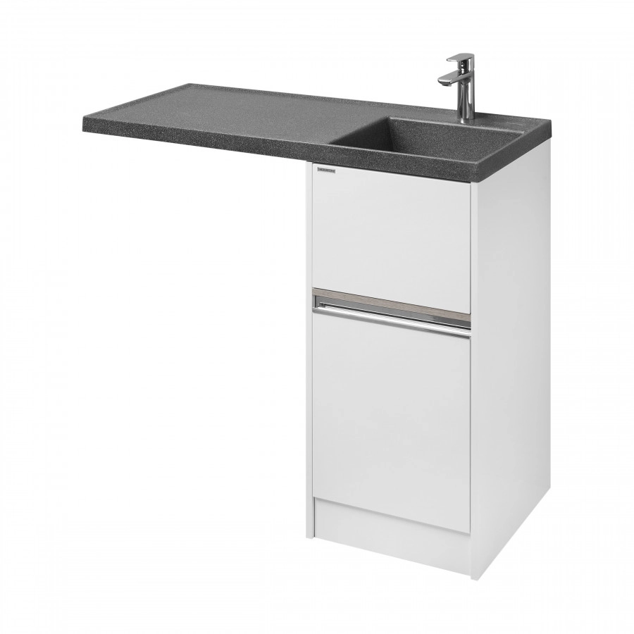 Тумба напольная Aquaton Лондри 40 с раковиной Лондри 105 под стиральную машину, R правая, графит