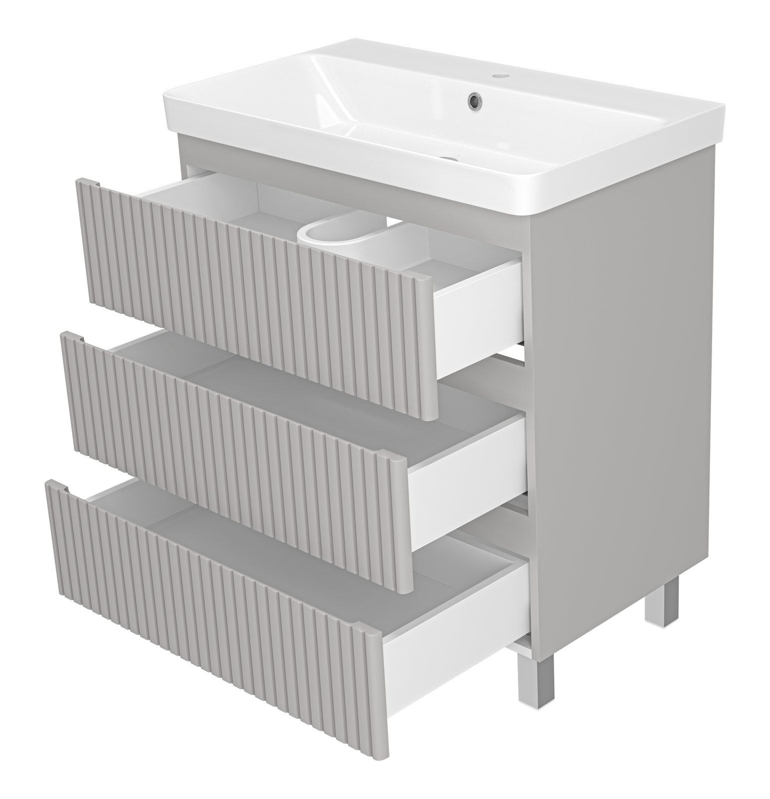 Тумба с раковиной Brevita Victory 80 напольная, серый шелк