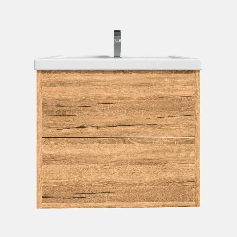 Тумба подвесная SanStar Siva 50 с раковиной Фостер 50 (комплект) Дуб вотан