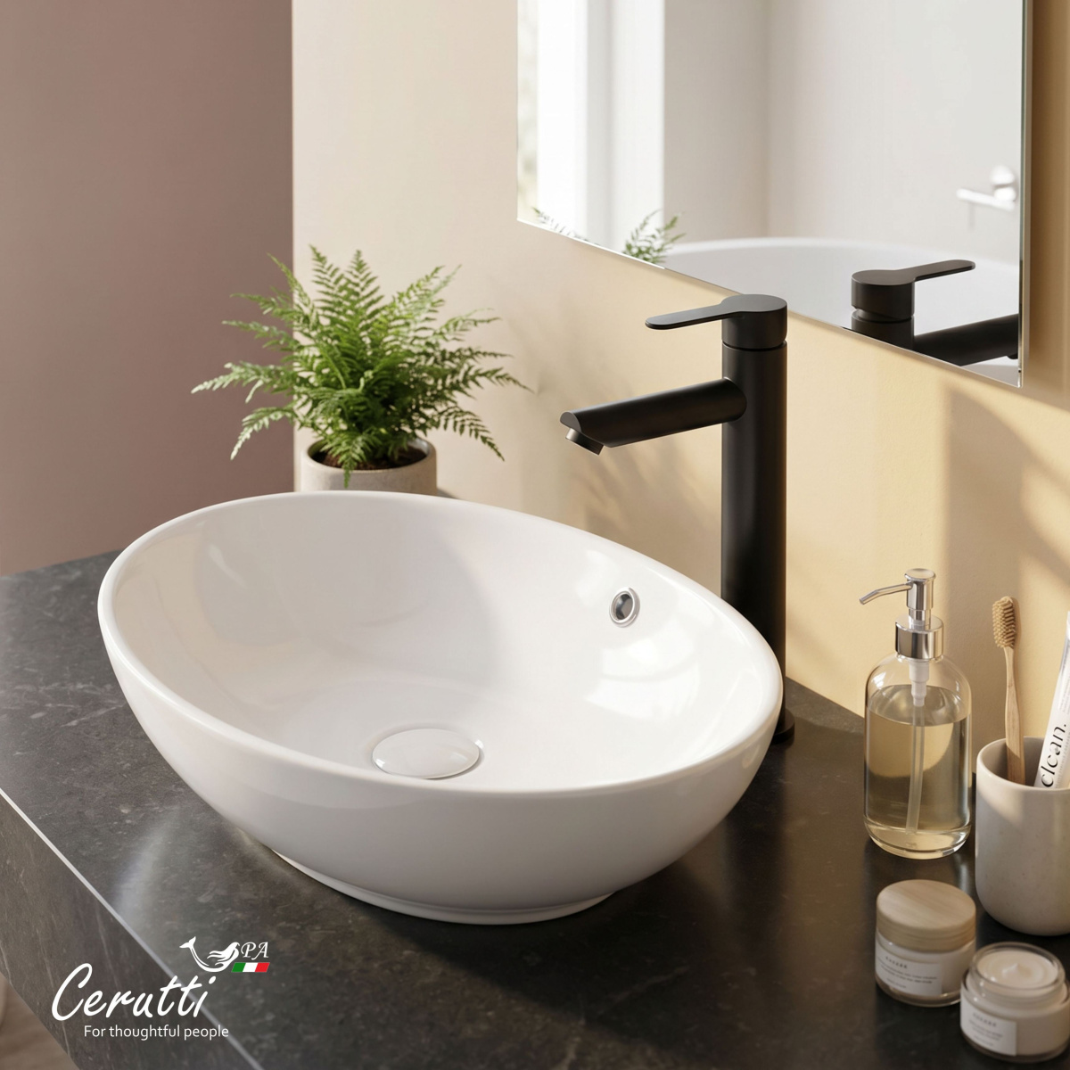 Раковина Ceruttispa CR7027 накладная, белая, лодочка 590х385х195 от магазина Vanna-Vanna.ru!