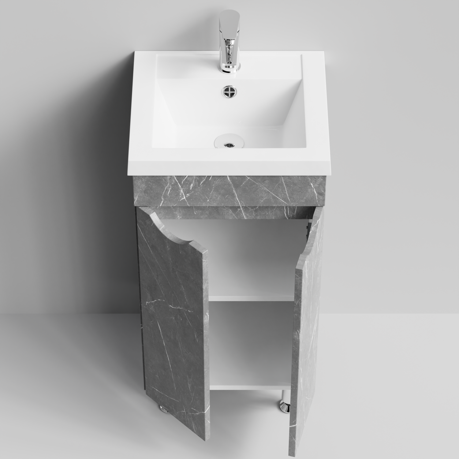 Тумба с раковиной Vod-ok Смайл 40 напольная, Мрамор Серый софт тач