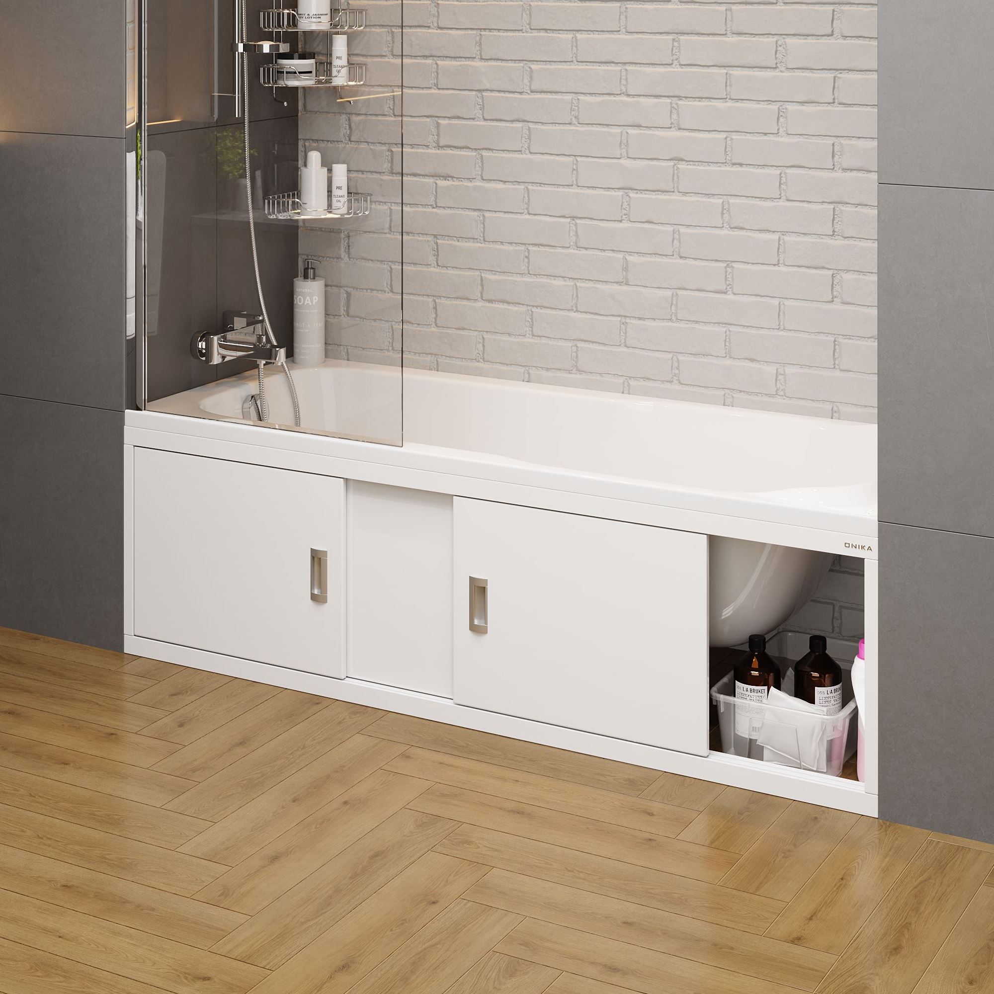 Экран под ванну Onika Монако 140 раздвижной белый