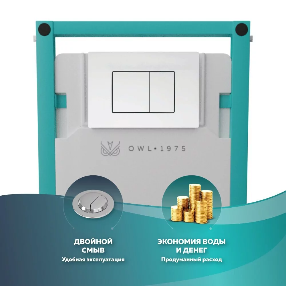 Кнопка смыва Owl 1975 Nikel White Matt, Knapp06NWM, механическая, белый матовый