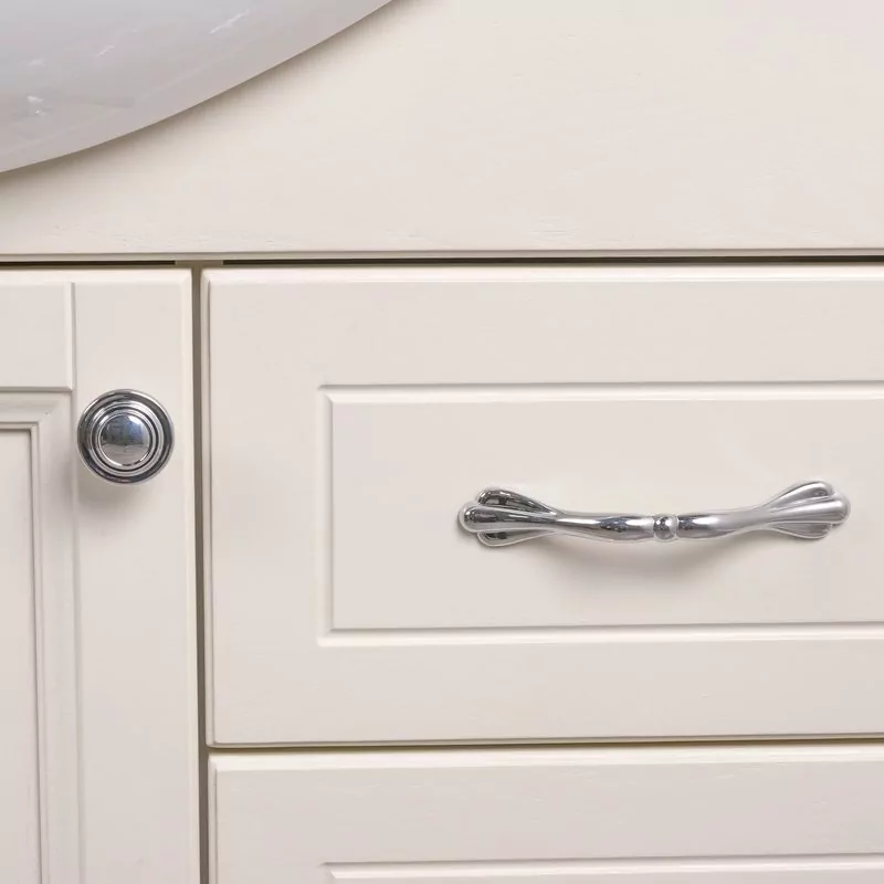 Тумба напольная ValenHouse Эллина 105/2 с раковиной Классик 105, 1 дверь, 6 ящиков, слоновая кость, хром