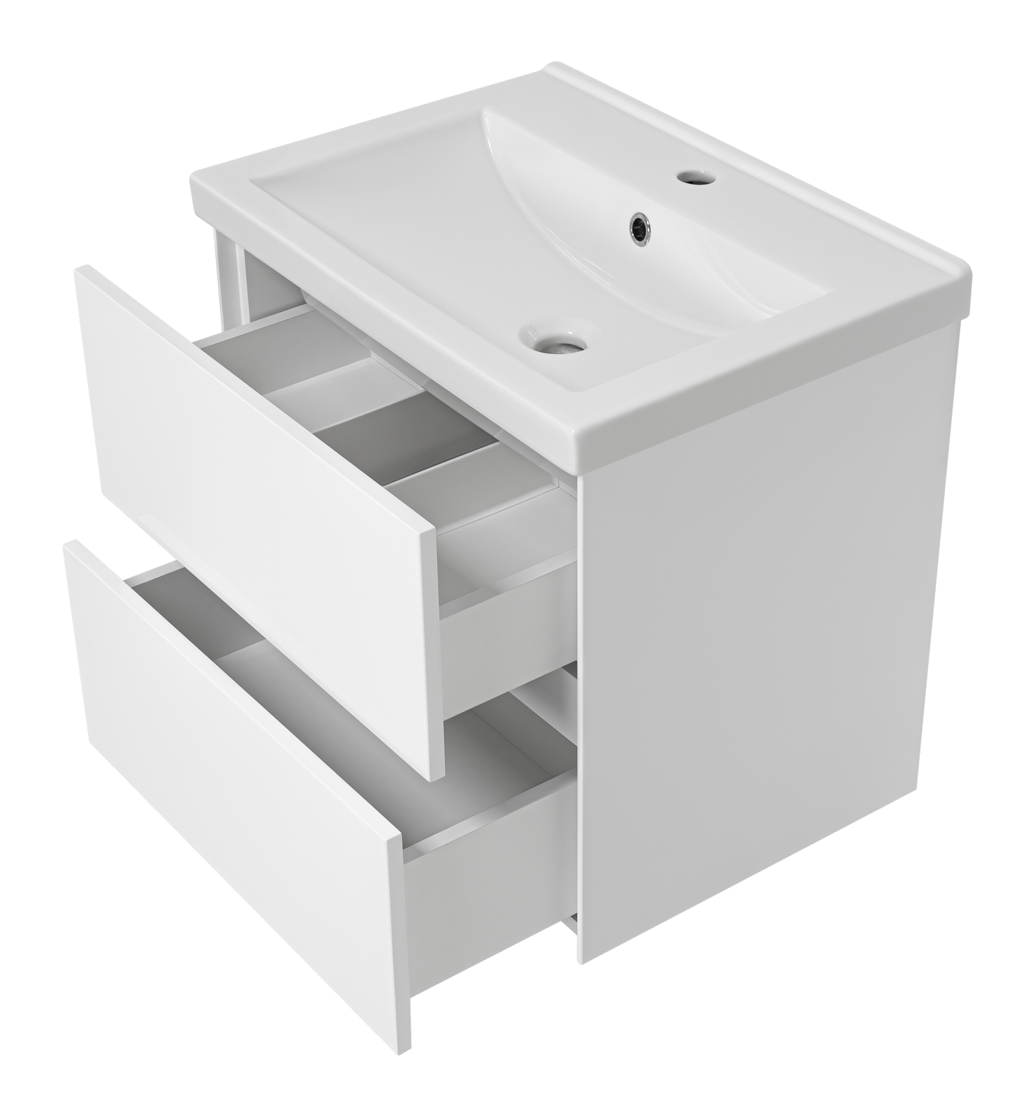 Тумба с раковиной Misty Твист 60 подвесная (белая)