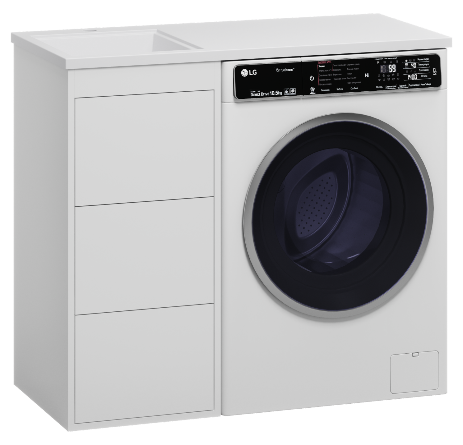 Тумба с раковиной Brevita Grafit 40 под стиральную машину, с раковиной Misty Гавана 100 R, белый