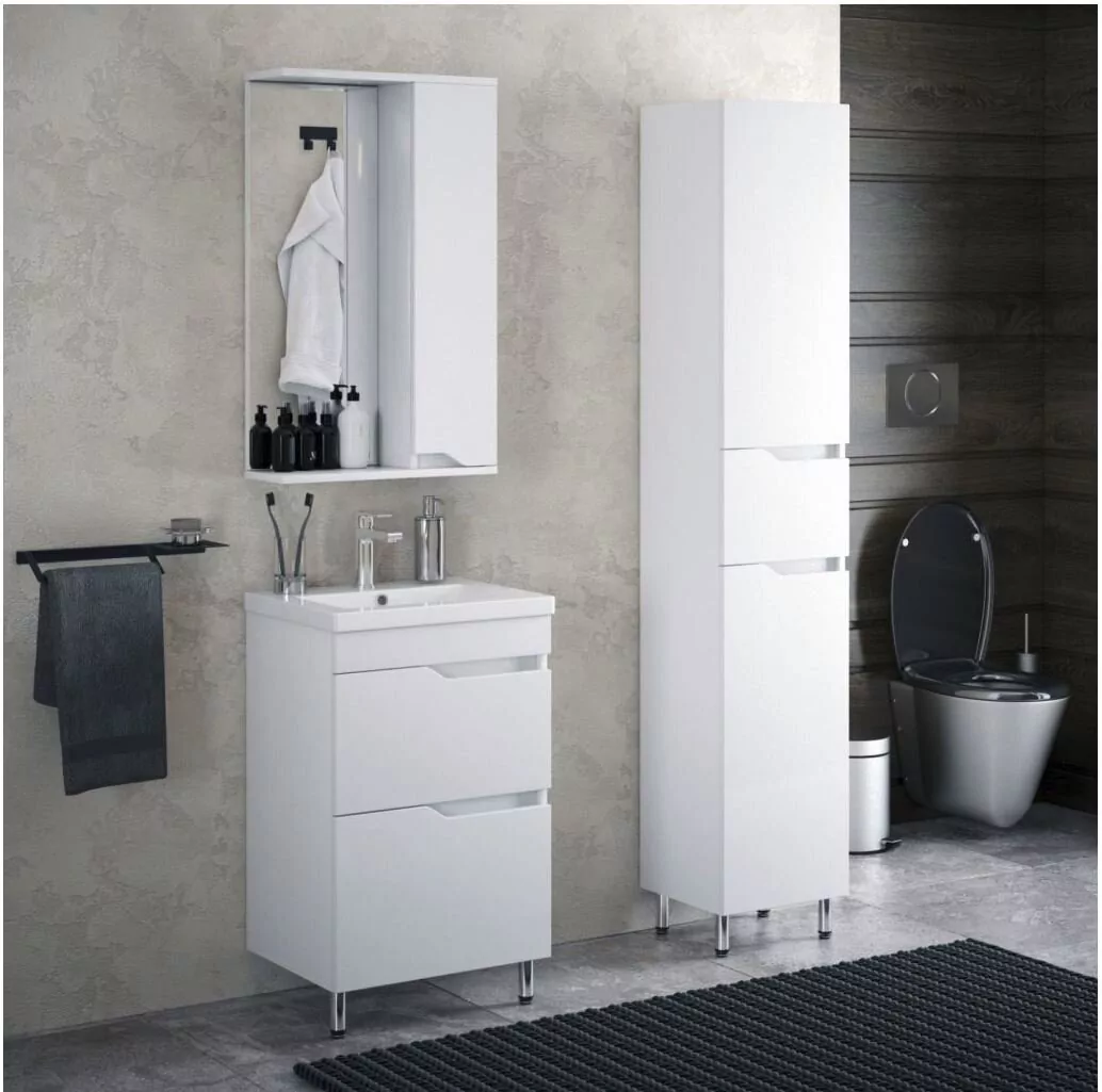 Тумба напольная Corozo Теона 50 Z2 с раковиной Сомо 50, белый