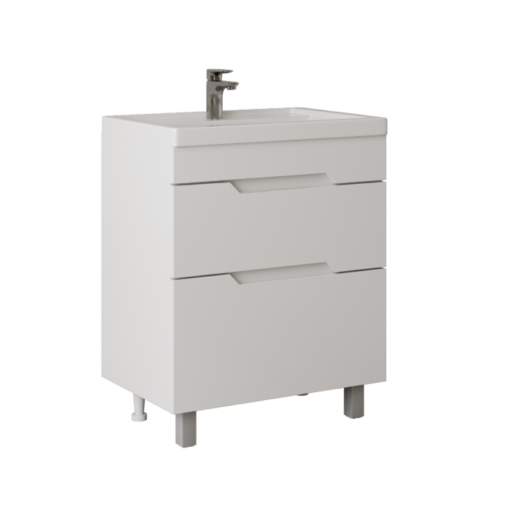 Тумба напольная Onika Ламина 80 с раковиной Фостер 80, белая