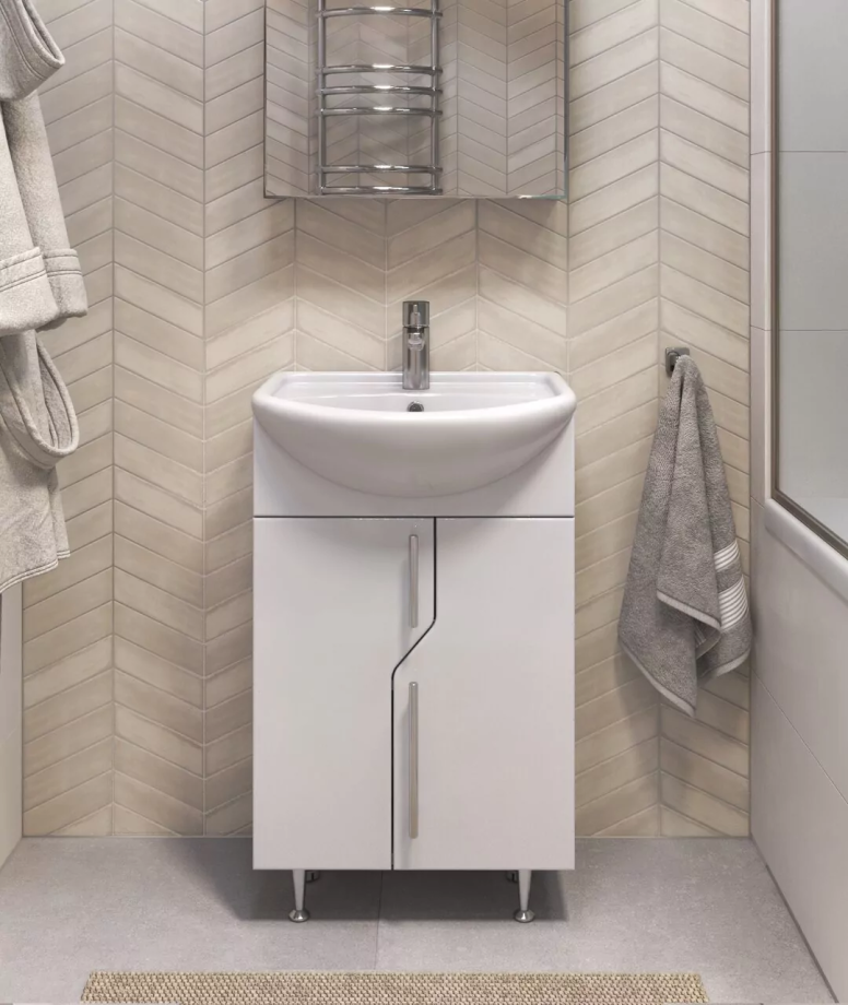 Тумба напольная Vigo Turin 50 с раковиной Уют 50, белый