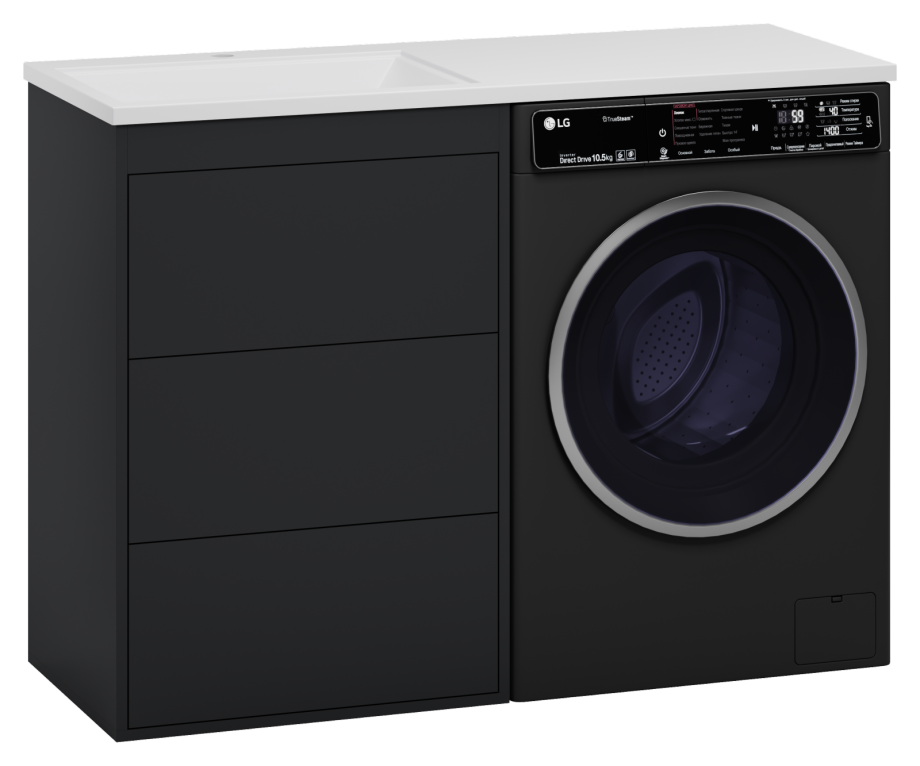Тумба с раковиной Brevita Grafit 60 под стиральную машину,с раковиной Misty Гавана 120 L, графит